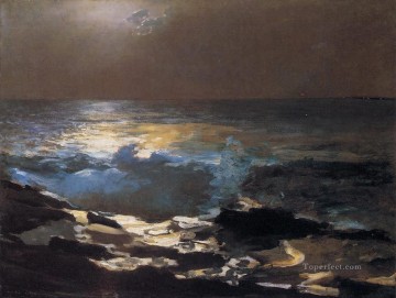 ウィンスロー・ホーマー Painting - Moonlight Wood Island Light Realism 海洋画家 ウィンスロー・ホーマー